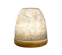 Cello Porcelain Tall Tealight Holder Dome - Highland Stag Design with 3D Projection Image for Scented Unscented LED Candle Wax Warmer Gift Ornament for Home Bedroom Mum Dad