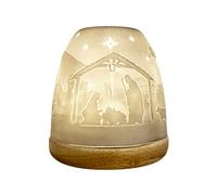 Cello Porcelain Tall Tealight Holder Dome - Nativity Design with 3D Projection Image for Scented Unscented LED Candle Wax Warmer Gift Ornament for Home Bedroom Mum Dad