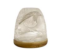 Cello Porcelain Tall Tealight Holder Dome - Robin Design with 3D Projection Image for Scented Unscented LED Candle Wax Warmer Gift Ornament for Home Bedroom Memorial Robin Gift