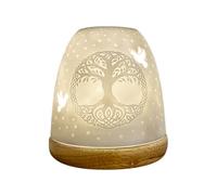 Cello Porcelain Tall Tealight Holder Dome - Tree of Life Design with 3D Projection Image for Scented Unscented LED Candle Wax Warmer Gift Ornament for Home Bedroom Mum Dad