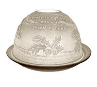 Cello Porcelain Tealight Holder Dome - Acorn ‘Great Things’ Design with 3D Projection with Message for Scented Unscented Tealights LED Sentimental Gifts Autumn Candle Holders Lights Wax Warmer Present