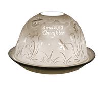 Cello Porcelain Tealight Holder Dome - Amazing Daughter Design with 3D Projection Image & Message Scented Unscented LED Candle Wax Warmer Daughter Gifts Ornament Bedroom Home Birthday Present From Dad