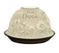 Cello Porcelain Tealight Holder Dome - Best Nana Design with 3D Projection Image & Loving Message Scented Unscented LED Candle Wax Warmer Nanny Birthday Gifts Ornament Bedroom Home Present