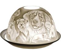 Cello Porcelain Tealight Holder Dome - Dog Lovers Design with 3D Projection Image & Message Scented Unscented LED Candle Wax Warmer Mom Dad Gifts Ornament Bedroom Home Birthday Present