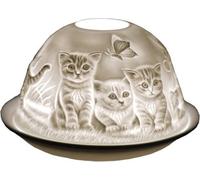 Cello Porcelain Tealight Holder Dome, Kittens Design, A stunning candle holder projecting a 3D image. Use with scented and unscented tealights, Cat Gifts for Women & Cat Ornament.