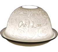Cello Porcelain Tealight Holder Dome - One I Love Design with 3D Projection Image & Loving Message Scented Unscented LED Candle Wax Warmer Anniversary Valentine Mother`s Day Bedroom Home