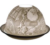 Cello Porcelain Tealight Dome Santa & Dog Design Led Or Candle Use Wax Warmer, Birthday Gift, Home Ornament