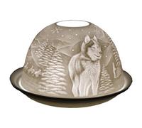 Cello Porcelain Tealight Dome Snow Dog Husky Design Led Or Candle Use Wax Warmer, Birthday Gift, Home Ornament