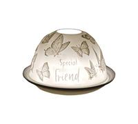 Cello Porcelain Tealight Dome Special Friend Butterfly Design Led Or Candle Use Wax Warmer, Gift, Home Ornament