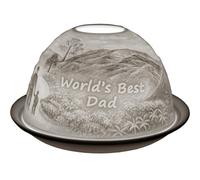 Cello Porcelain Tealight Dome World's Best Dad Design Led Or Candle Use Wax Warmer, Birthday Gift, Home Ornament