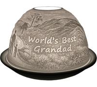 Cello Porcelain Tealight Dome World's Best Grandad Design Led Or Candle Use Wax Warmer, Birthday Gift, Home Ornament