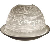 Cello Porcelain Tealight Dome You Light Up My Life Design Led Or Candle Use Wax Warmer, Birthday Gift, Home Ornament