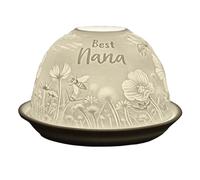 Cello Porcelain Tealight Holder Dome - Best Nana Design with 3D Projection Image & Loving Message Scented Unscented LED Candle Wax Warmer Nanny Birthday Gifts Ornament Bedroom Home Present
