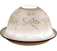 Cello Porcelain Tealight Holder Dome - Best Sister Design with 3D Projection Image & Message Scented LED Candle Wax Warmer Fragrance Gifts Ornament for Bedroom Home Aroma Birthday Present From Brother