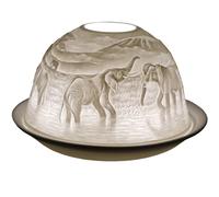 Cello Porcelain Tealight Holder Dome, Elephant Design - 3D Image Projecting Candle Holder - Stocking Fillers for Women