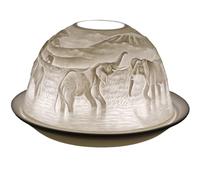 Cello Porcelain Tealight Holder Dome - Elephant Design with 3D Projection Image & Loving Message Scented Unscented Candle LED Lights Candle Wax Warmer Gifts Ornament Bedroom Home Present