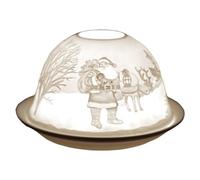 Cello Porcelain Tealight Holder Dome - Father Christmas Design with 3D Projection Image & Message Scented Unscented Christmas LED Santa Candle Wax Warmer Kids Gift Ornament for Bedroom Home Winter