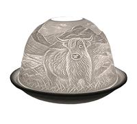 Cello Porcelain Tealight Holder Dome, Highland Cow Design, A Candle Holder Projecting a 3D Loving Image. Highland Cow Ornaments - Use With Tealights or LED lights - Highland Cow Gifts ., White