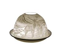 Cello Porcelain Tealight Holder Dome, Highland Stag Design, A Stunning Candle Holder Projecting a 3D Image. Use With Tealights. Deer Gifts - Stag