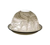 Cello Porcelain Tealight Holder Dome, Highland Stag Design, A Stunning Candle Holder Projecting a 3D Image. Use With Tealights. Deer Gifts - Stag Ornaments For The Home, Candle Holder