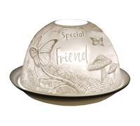Cello Special Friend Woodland Tealight Dome, Porcelain Candle Holder With a Loving Message. Use Tealights or LEDs. Sentimental Special Friend Gifts, Gifts For Friends, Friendship Gifts For Women.