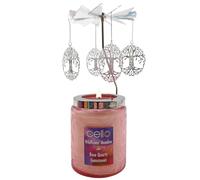 Cello Rose Quartz Scented Candle with Spinner - Stunning Crystal Candle Carousel and Rotary Holder - Anxiety Gifts for Women
