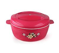 CELLO Roti Plus Insulated Casserole for Roti, 1500ml, Pink | Hot Box for Kitchen | Hot Pot for Home | Locks in The Cold & Heat for Long | Serving Bowl with Lid | Casserole with drip Tray |