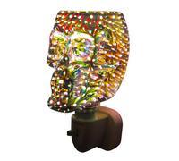 Cello Skull Electric Wax Melt Burner Plug-in - Infinity 3D Design Decorative Pattern Home Fragrance Warmer Indoor Use Desk Lamp for Bedroom Decor Living Room with Energy-Efficient LED Glow