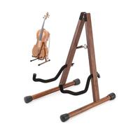 Cello Stand with Bow Holder, Walnut Wooden A-Shape Floor Stand with Padded Foam, Handcrafted Cello Rack Fits 1/2, 3/4, 7/8, 4/4 Full-Size and Guitar, Instrument Holder for Home and Studio Display