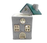 Cello Star Cottage Burner - Green Ceramic House Scented Wax Melt Fragrance Oil Burner Tealight Decorative Holder Aroma Lamp Present Home Gift for Christmas