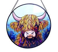 Cello Suncatcher Window Hanging Decoration - Highland Cow Sun Catcher Ornament for Home Decor Rustic Farmhouse Country Style Stained Glass Gift Indoor Window Art