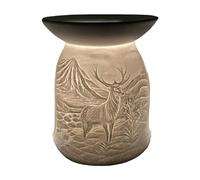 Cello Tealight Wax Melt & Oil Burner, Highland Stag, Stunning Porcelain Decor. Use as Wax Melt Burners or Essential Oil Burner and Magically Fragrance Your Room. Deer Ornament and Deer Gifts For Women