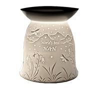 Cello Tealight Wax Melt & Oil Burner, World's Best Nan Wax Melt Burner, Porcelain designs safe for use around children and pets. Use wax or oil in the top and fragrance your room. Perfect Mum Gifts!…
