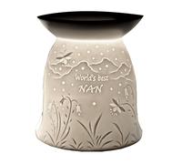 Cello Tealight Wax Melt & Oil Burner, World's Best Nan Wax Melt Burner, Porcelain designs safe for use around children and pets. Use wax or oil in the