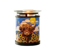 Cello Tealight Wax Warmer - Sunflower Highland Cow Design Fragrance Candle Warmer Scented Oils Child & Pet Safe Aromatherapy Home Décor Gift for Her Aesthetic Room Birthday Present