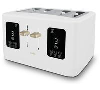 1600W 4 Slice White Toaster with Detachable Crumb Tray, Digital Control Panel with Countdown Timer, 7 Browning Levels, Auto Stop, High Lift, 4 Slice Toaster with Wide Slot for All Types of Slices