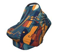 Cello Violin Nursing Cover 360° Full Coverage Colorful Music Stretch Scarf for Breastfeeding and Car Seat Cover Fit for Most Pushchairs and Prams