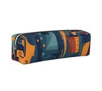 Cello Violin Pencil Case for Boys Girls Colorful Music Leather Pen Pouch Holder for School Office Travel Portable Stationery Organizer Makeup Bag Silver Zip