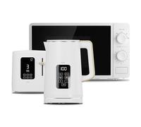 Cello White Uni Bundle: 1.7L 3000W Kettle with Temperature Control & LED Display | 800W Slice Toaster with Digital Timer & High Lift | 800W 20L Digital Microwave, 8 Cooking Functions & Quick Defrost
