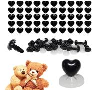 celloexpress 10mm x 9mm Black Heart Noses with Plastic Backs - Safety Noses for Soft Toy Teddy Bear Animal Making (Pack of 100)