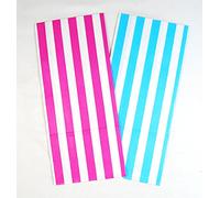 celloexpress 11cm x 24cm Paper Stripe Design Pick N Mix Candy Sweet Bags - Wedding Favour Cake Party Bags (Pink & Blue Stripes, Pack of 10)