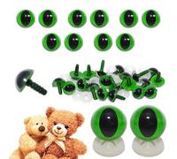 celloexpress 12mm Green Cats Eyes with Plastic Backs - Safety Eyes for Soft Toy Teddy Bear Animal Making (Pack of 5 Pairs)