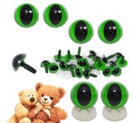 celloexpress 12mm Green Cats Eyes with Plastic Backs - Safety Eyes for Soft Toy Teddy Bear Animal Making (Pack of 2 Pairs)