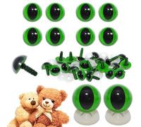 celloexpress 12mm Green Cats Eyes with Plastic Backs - Safety Eyes for Soft Toy Teddy Bear Animal Making (Pack of 4 Pairs)