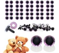 celloexpress 12mm Lilac 3D Glitter Eyes with Plastic Backs - Sparkle Safety Eyes for Soft Toy Teddy Bear Animal Making (Pack of 25 Pairs)