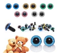 celloexpress 12mm Mixed Glitter Eyes - Screw Type with Plastic Backs for Teddy Bear/Animal Soft Toy Making - Pack of 5 Pairs