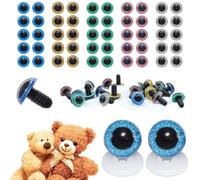 celloexpress 12mm Mixed Glitter Eyes - Screw Type with Plastic Backs for Teddy Bear/Animal Soft Toy Making - Pack of 50 Pairs