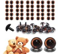celloexpress 12mm Transparent Brown Crystal Eyes with Metal Backs - Safety Eyes for Soft Toy Teddy Bear Animal Making (Pack of 25 Pairs)