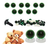 celloexpress 12mm Transparent Green Eyes with Plastic Backs - Safety Eyes for Soft Toy Teddy Bear Animal Making (Pack of 5 Pairs)