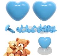 celloexpress 12mm x 11mm Deep Sky Blue Heart Noses with Plastic Backs - Safety Noses for Soft Toy Teddy Bear Animal Making (Pack of 2)